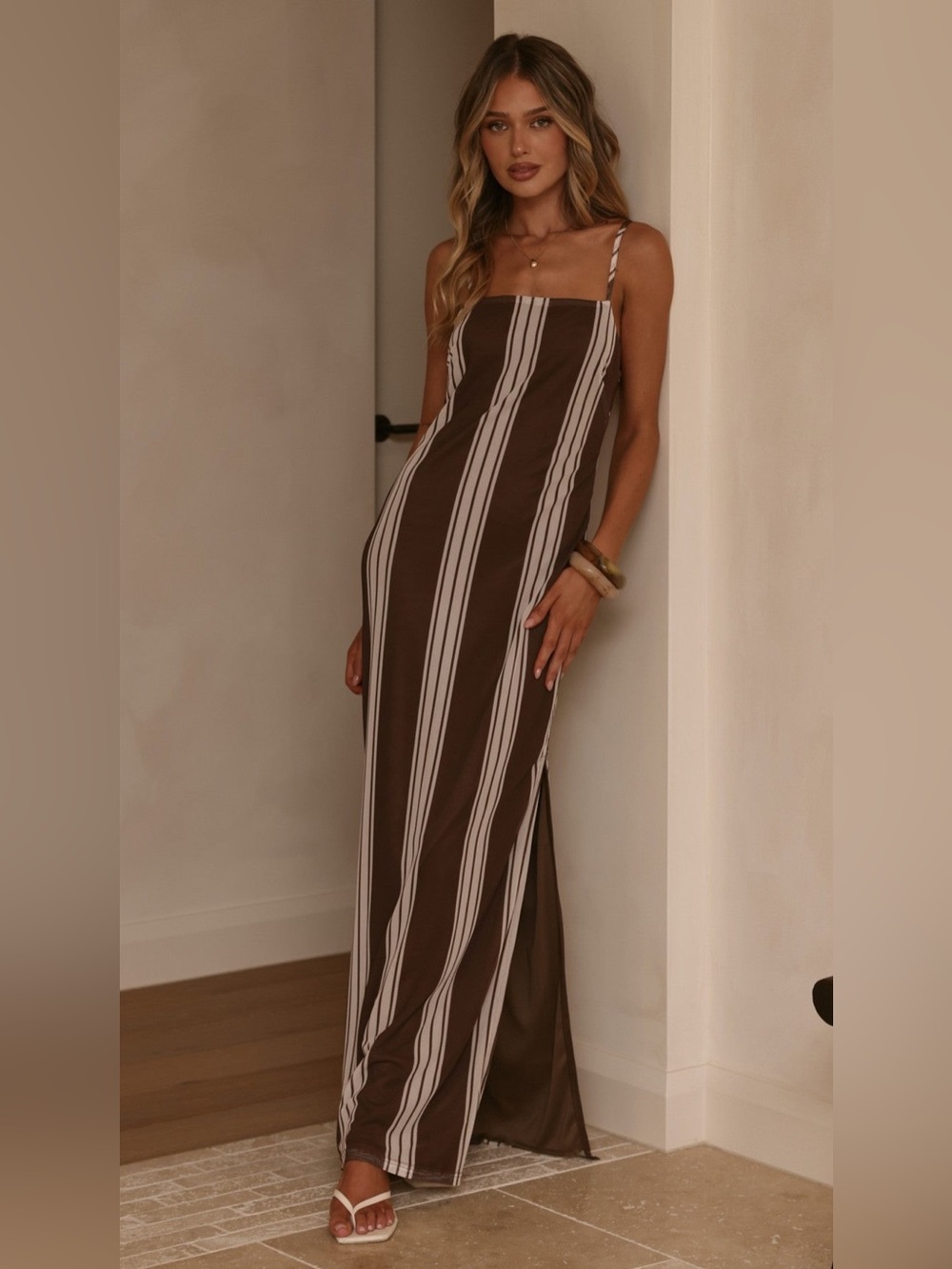 YH & Co BRIA MAXI DRESS - CHOCOLATE STRIPE